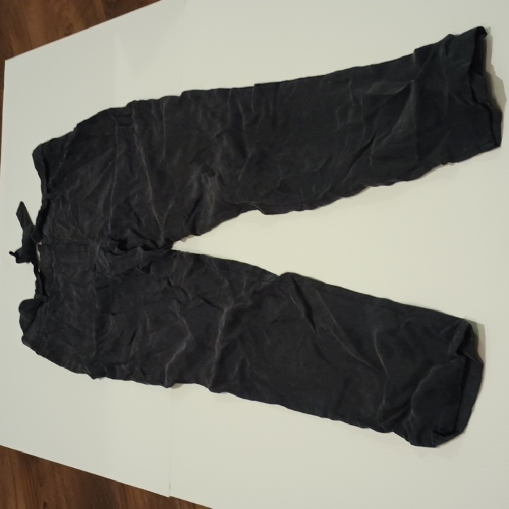 Stelen Black Tapered Straight Leg Bow Belt Trousers A10
